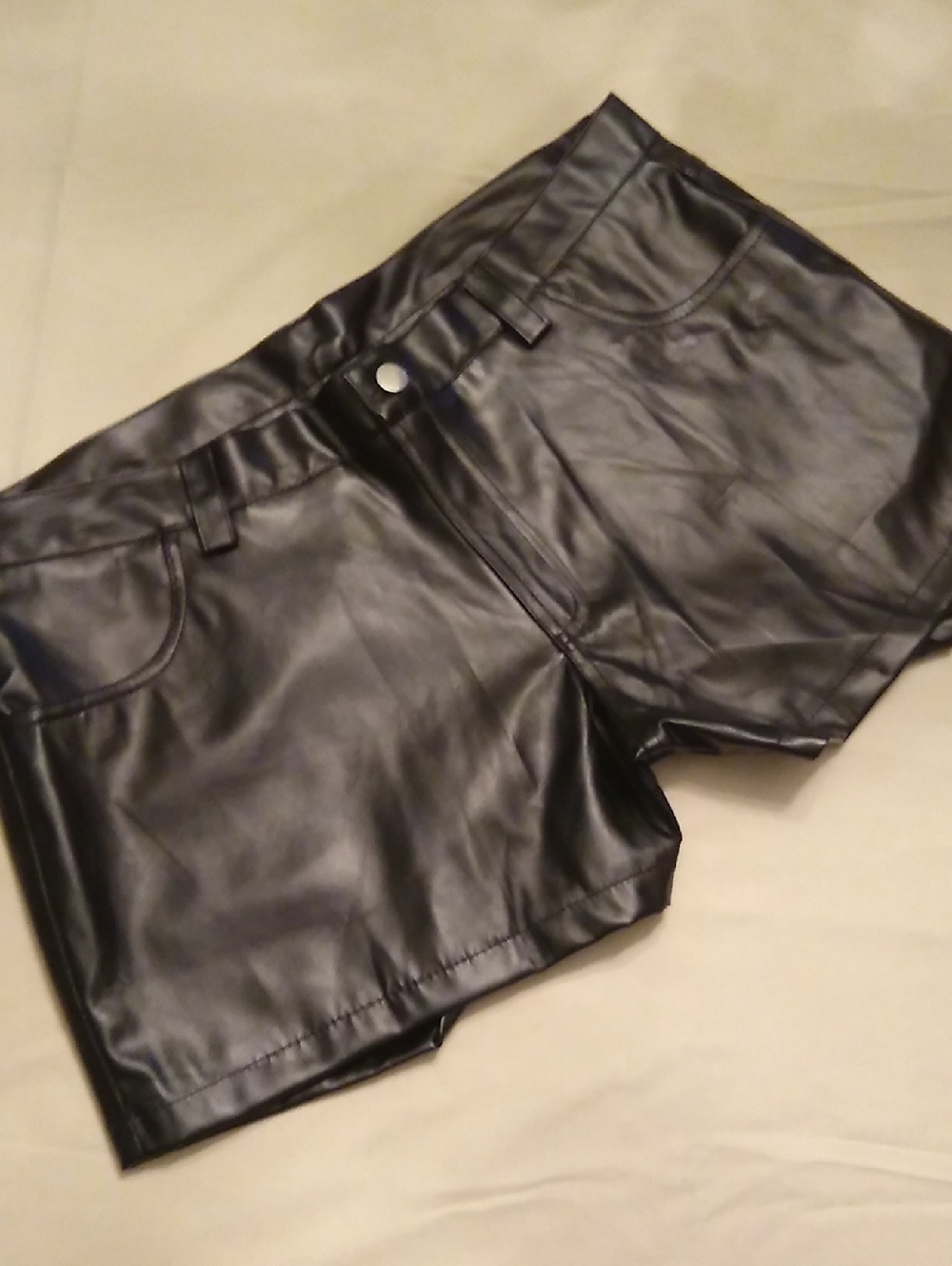Black Faux Leather Shorts